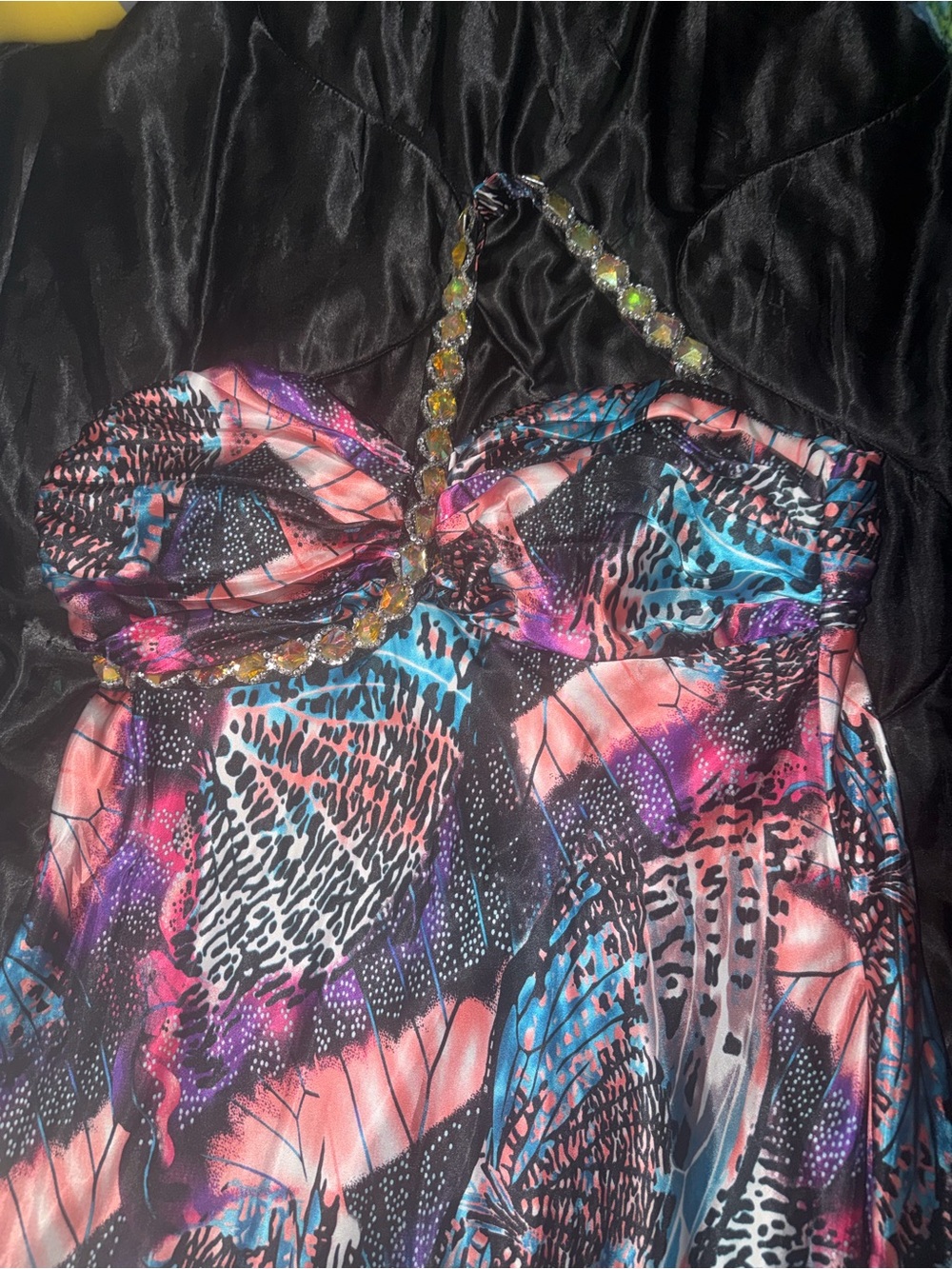 Deb Black Dress with Hints of Blue and Purple